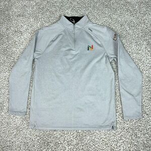 UNRL Pullover Mens Medium Interlock Quarter Zip Heather Gray Sports Top Logo